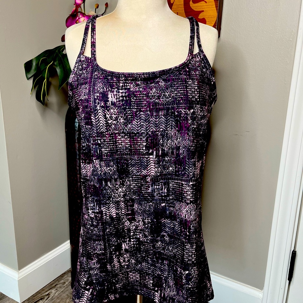 Gaiam Women's Cross Back Multicolored Tankini Top Size XL